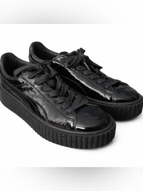 Puma x Fenty Rhianna patent leather creeper sneakers shoes, silver tip laces 8.5